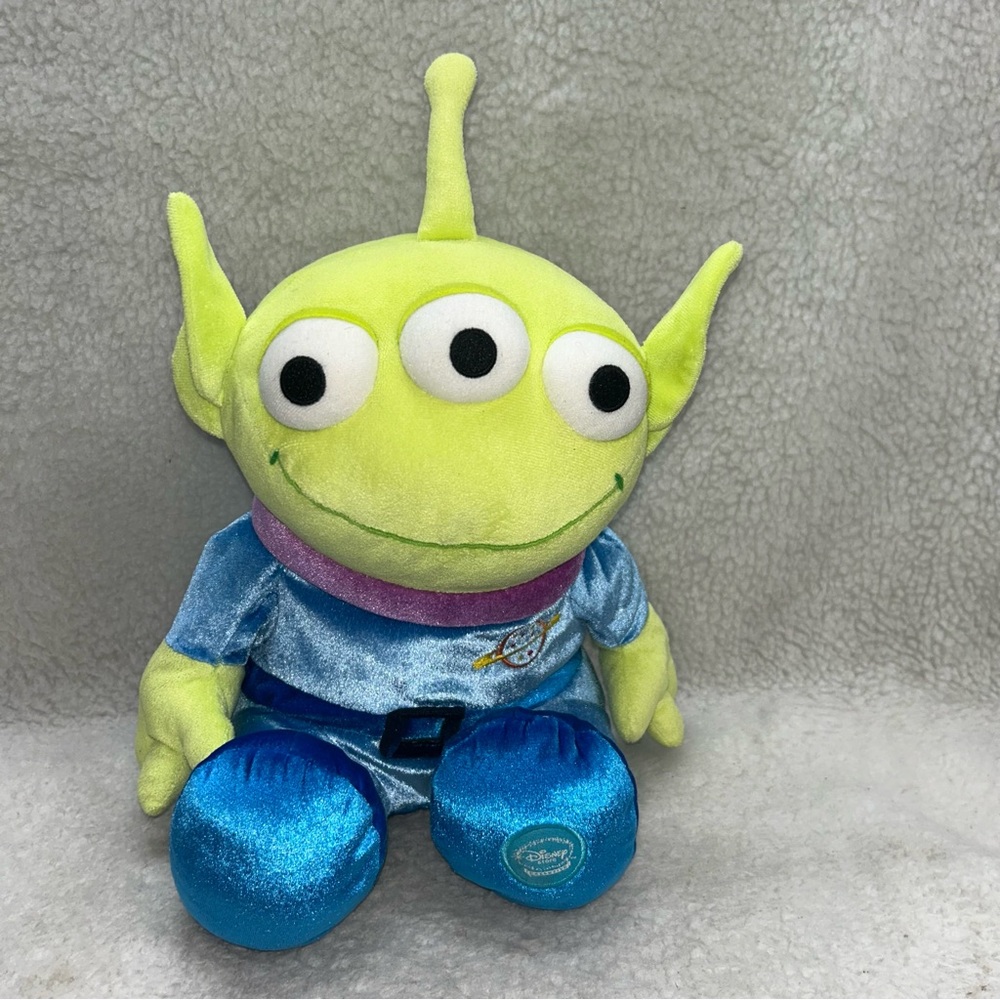 Disney store Pixar green 3-eyed Alien sitting plush Toy Story 14"